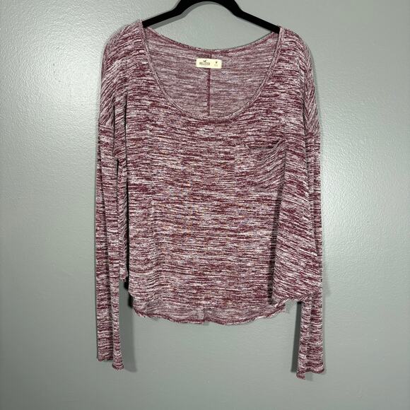 Hollister Women's Burgundy Marled Y2K Cozycore Knit Top - Size Medium - Casual - Picture 1 of 7
